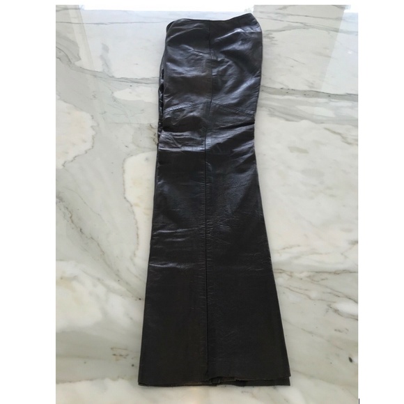 VAUNT BROWN LEATHER ITALIAN BOOTCUT PANTS SIZE US 4 - Picture 8 of 16